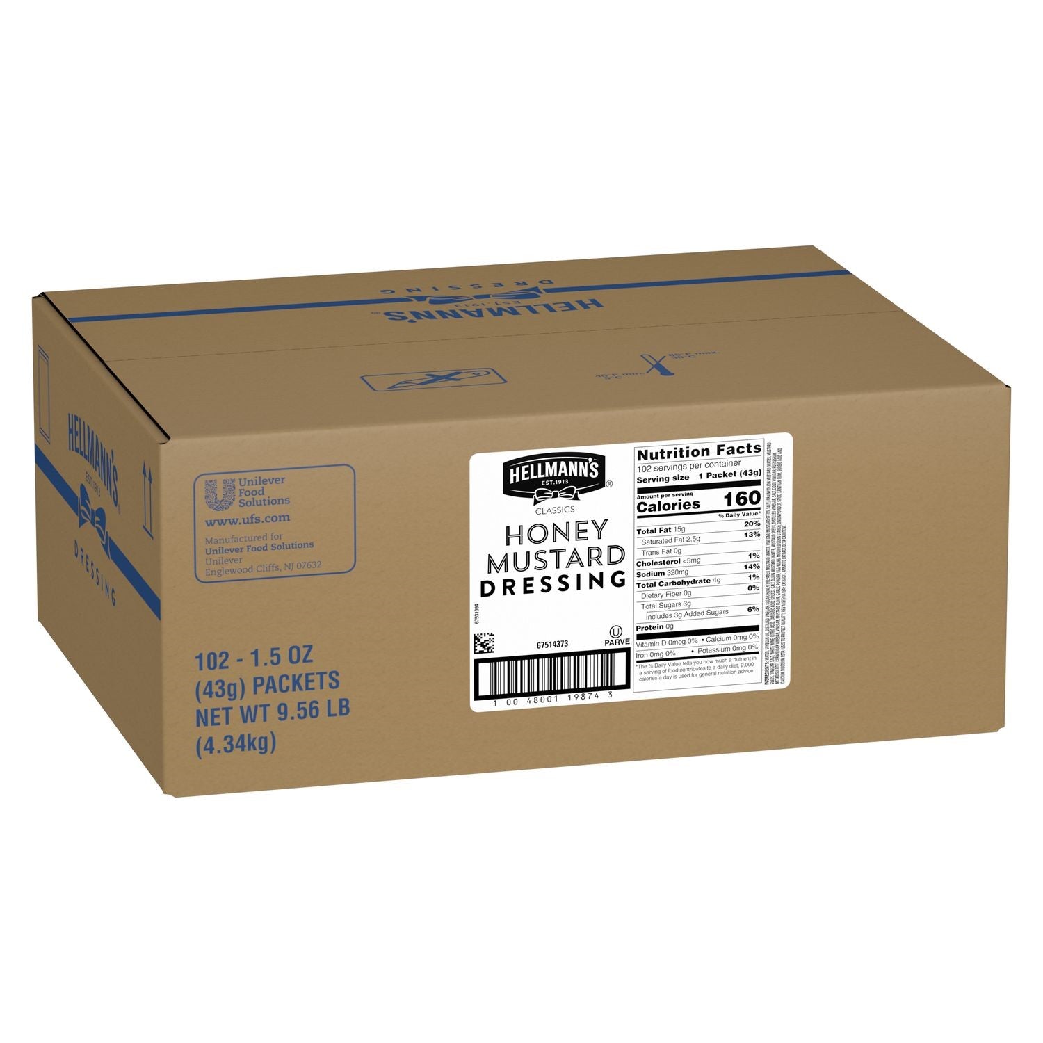 Hellmann's Spreadsdressing Classics Hon Mustpc 1.5 Fluid Ounce - 102 Per Case.