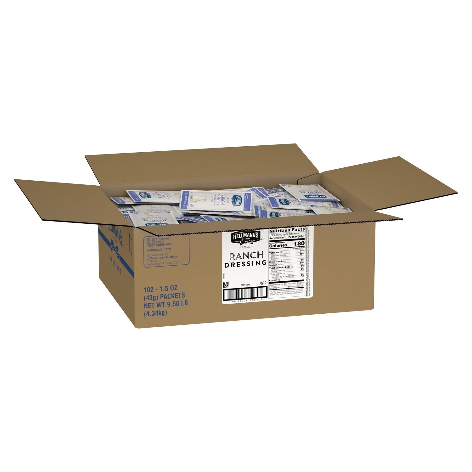 Hellmann's Spreadsdressing Classics Ranch 1.5 Fluid Ounce - 102 Per Case.