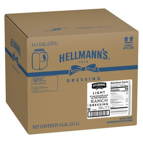 Hellmann's Dressingscondiments Light Ranchjug Ga 1 Gallon - 4 Per Case.