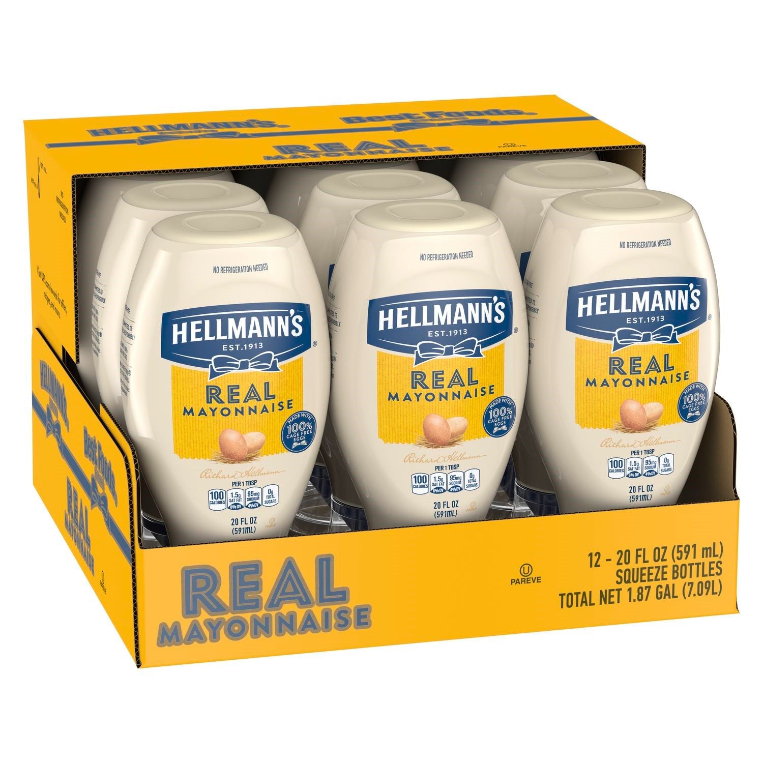 Hellmann's Spread Real Mayonnaisemade With Cage Free Eggs 20 Fluid Ounce - 12 Per Case.