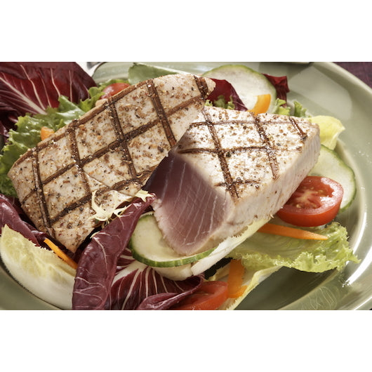 Oyster Bay Individual Vacuum Packed Skinless Boneless Wild Frozen 8 Ounce Tuna Steak 10 Pound Each - 1 Per Case.