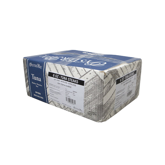 Harbor Seafood Oyster Bay 6 Ounce IVP Skinless Boneless Wild Frozen Tuna Steak 10 Pound Each - 1 Per Case.