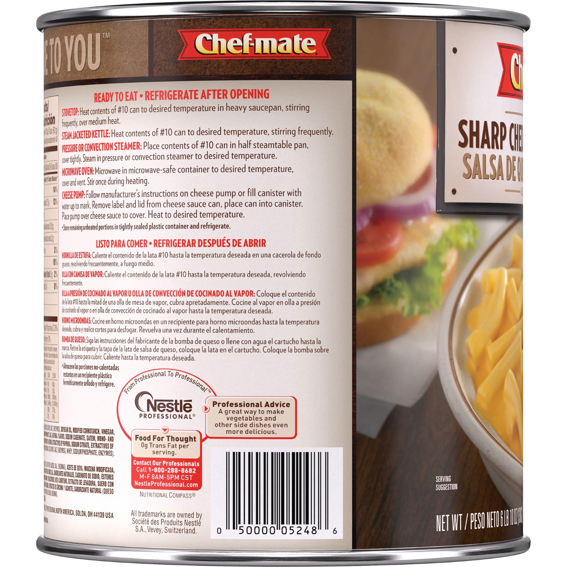 Chef Mate Sharp Cheddar Cheese Sauce 6.62 Pound Each - 6 Per Case.