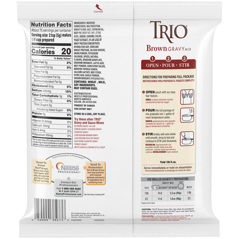 Trio Brown Gravy Mix 13.37 Ounce Size - 8 Per Case.