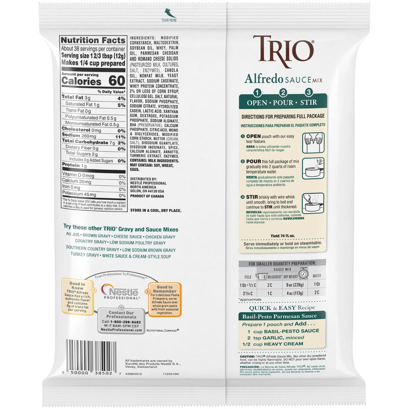 Trio Alfredo Sauce Mix 1 Pound Each - 8 Per Case.