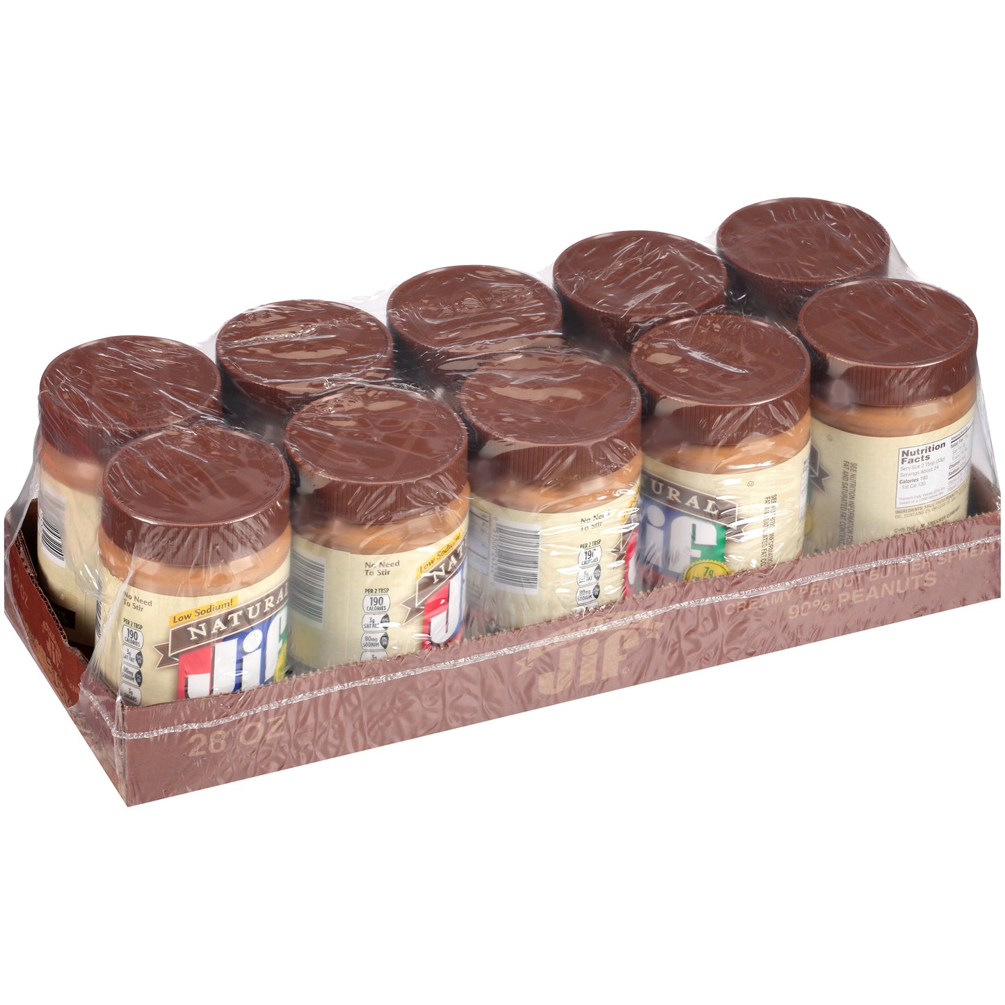 Jif Natural Creamy Peanut Butter 28 Ounce Size - 10 Per Case.