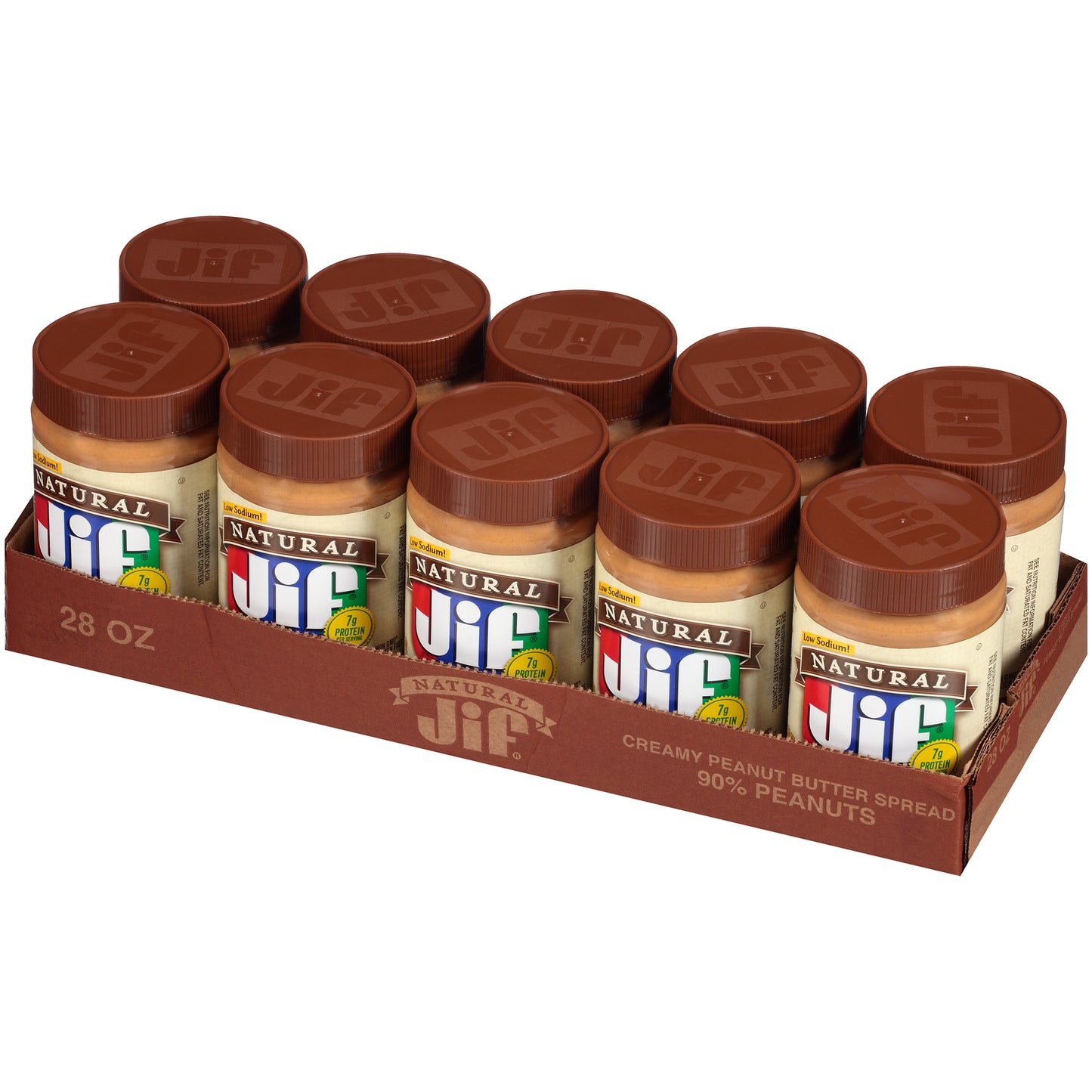 Jif Natural Creamy Peanut Butter 28 Ounce Size - 10 Per Case.