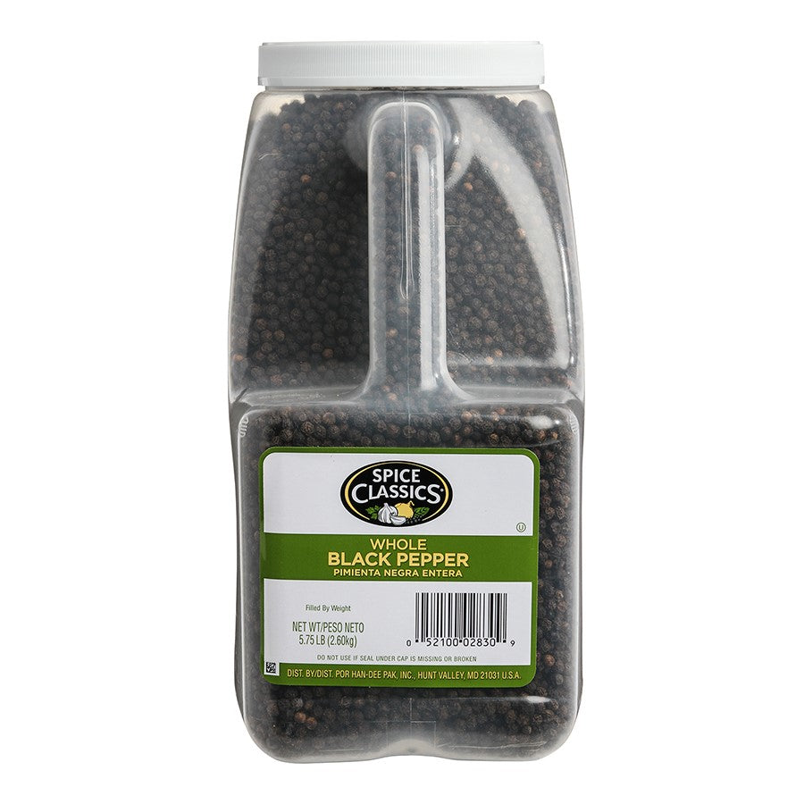 Spice Classics Whole Black Pepper 5.75 Pound Each - 3 Per Case.