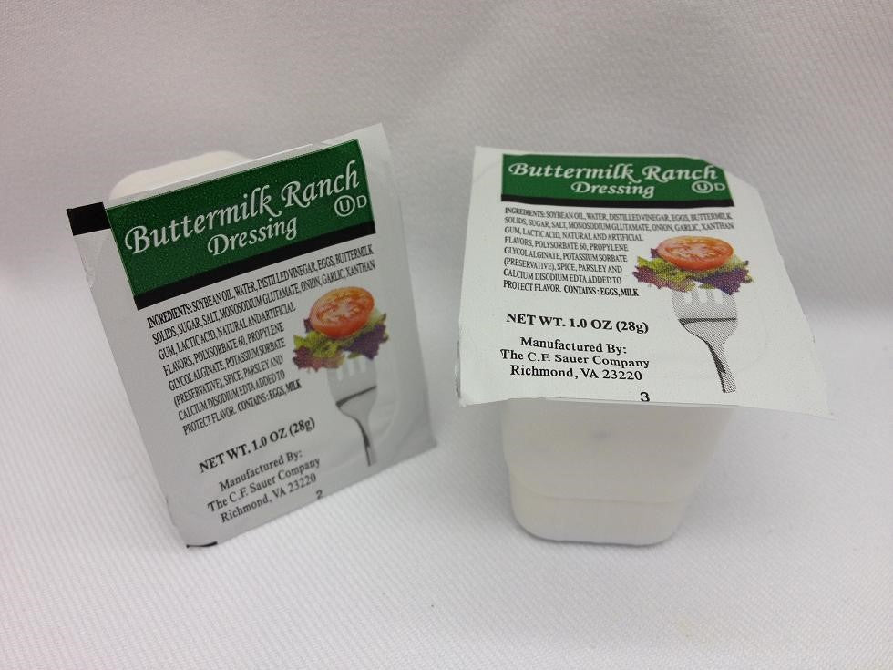 Sauer Buttermilk Ranch Dressing Single Serve 1 Ounce Size - 100 Per Case.