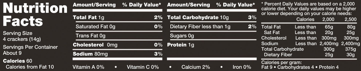 Carr's Table Water Crackers Original 4.25 Ounce Size - 12 Per Case.