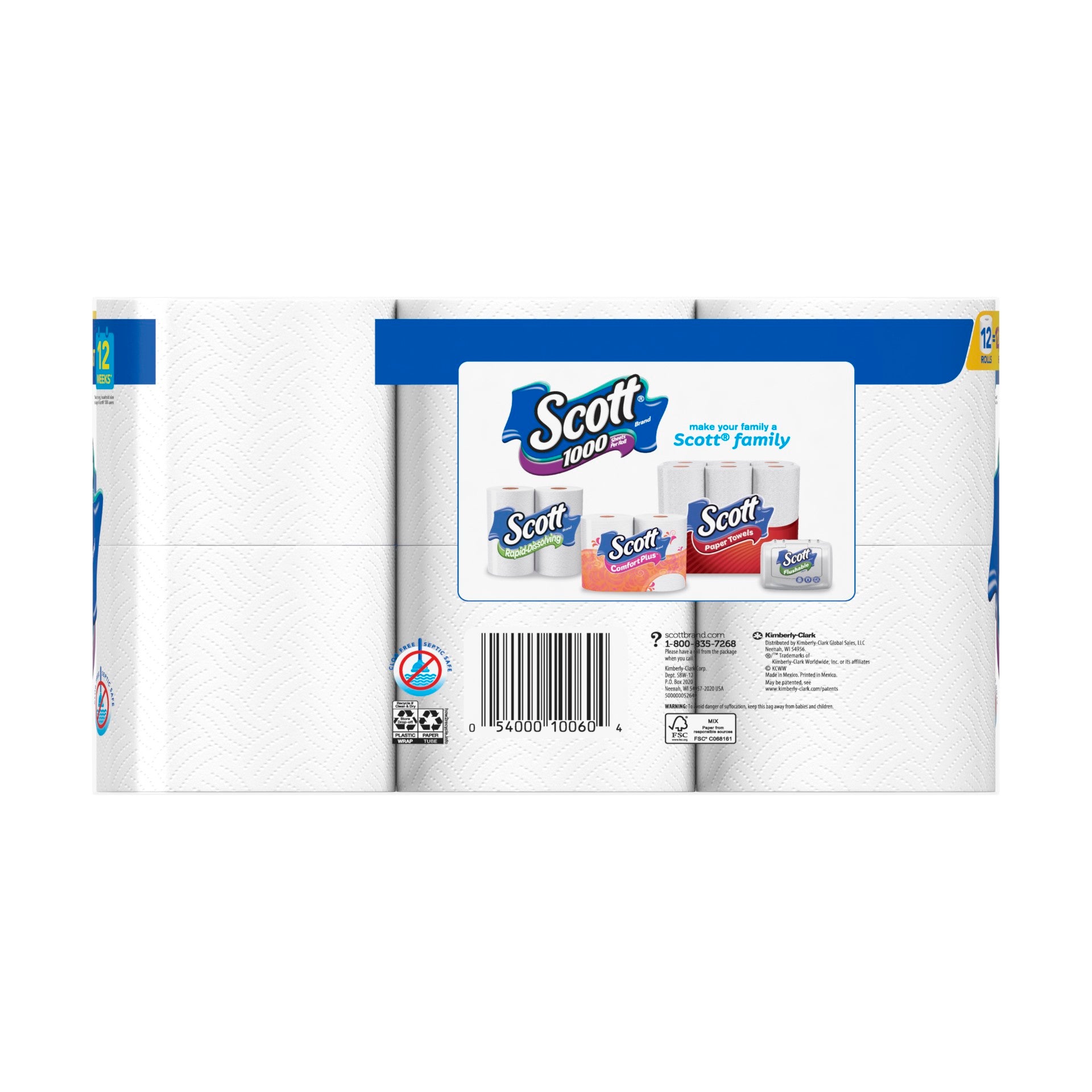 Scott Bathroom Tissue White Pack Fscmixsgsna Coc 12000 Count Packs - 4 Per Case.