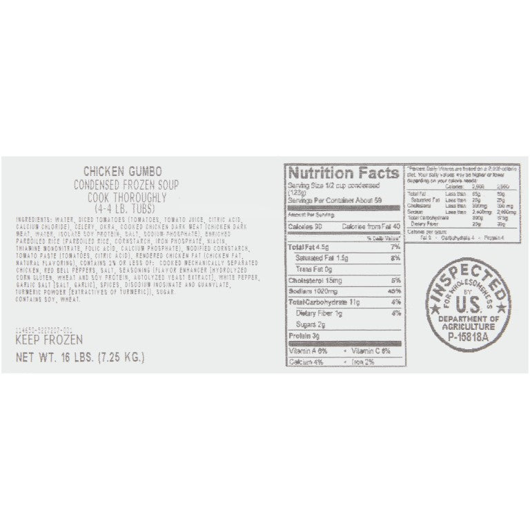 HEINZ CHEF FRANCISCO Chicken Gumbo Soup 4 lb. Tub 4 Per Case