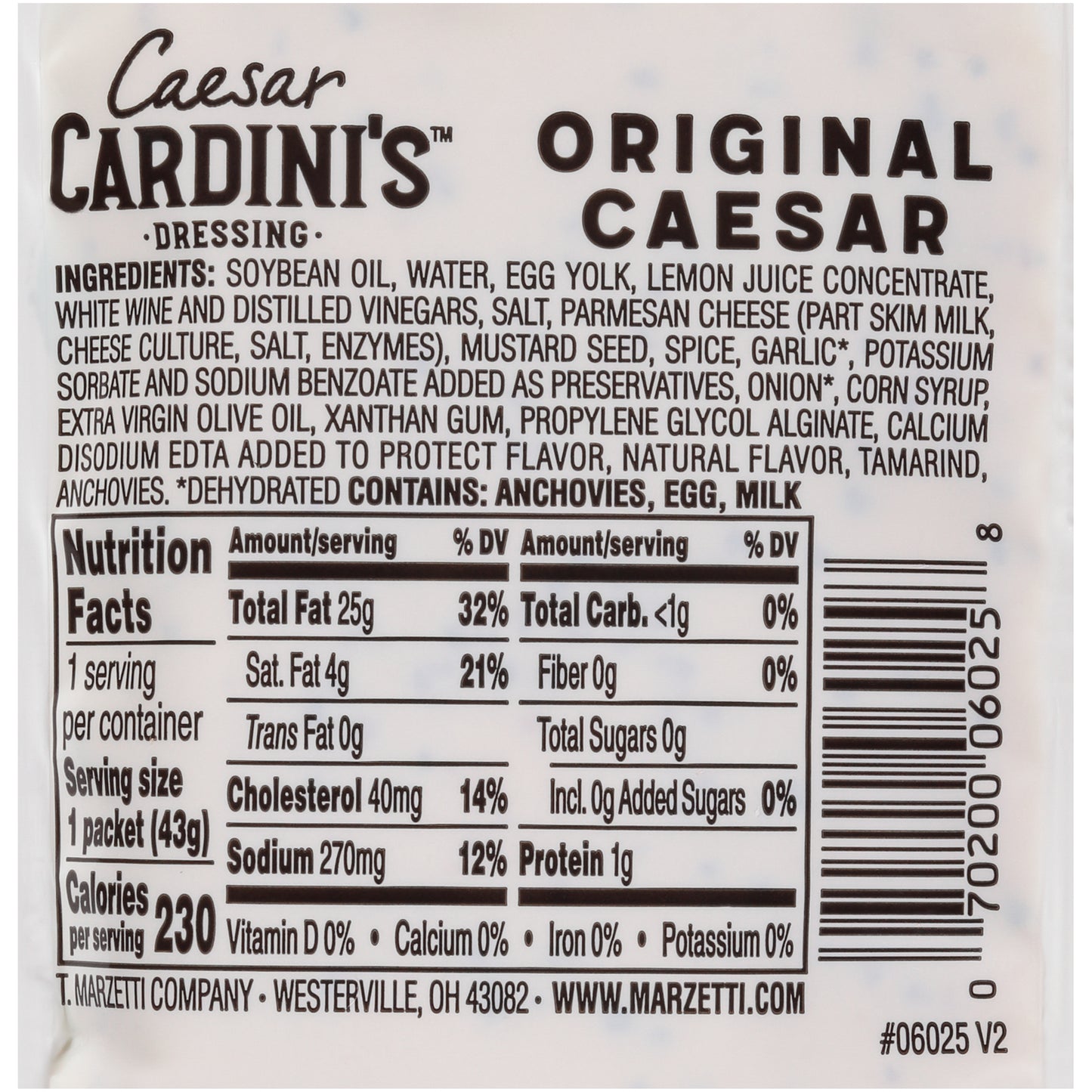 Caesar Dressing 1.5 Fluid Ounce - 60 Per Case.