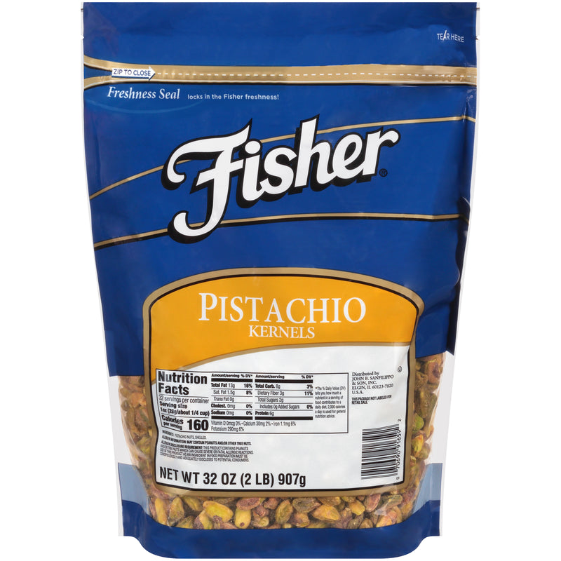 Fisher Pistachio Kernels 32 Ounce Size - 3 Per Case.