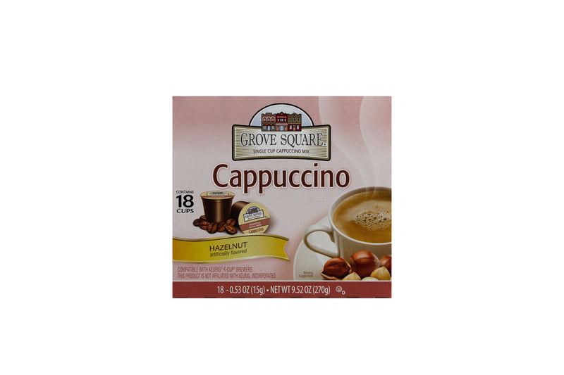 Grove Square Single Cup Hazelnut Cappuccino 12.7 Ounce Size - 4 Per Case.