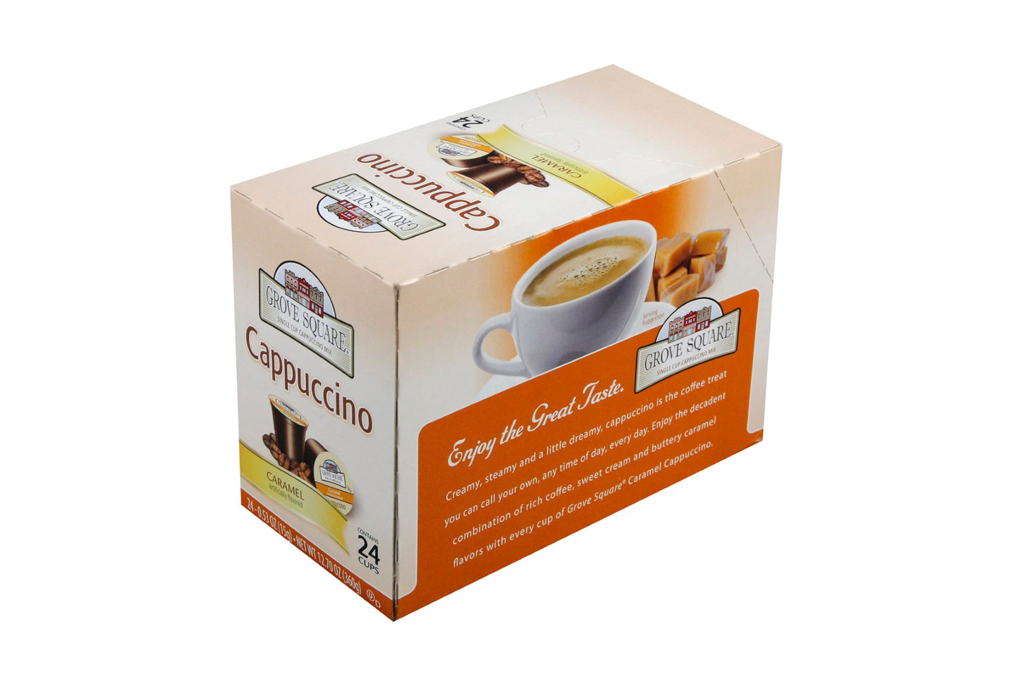 Grove Square Single Cup Caramel Cappuccino 12.7 Ounce Size - 4 Per Case.