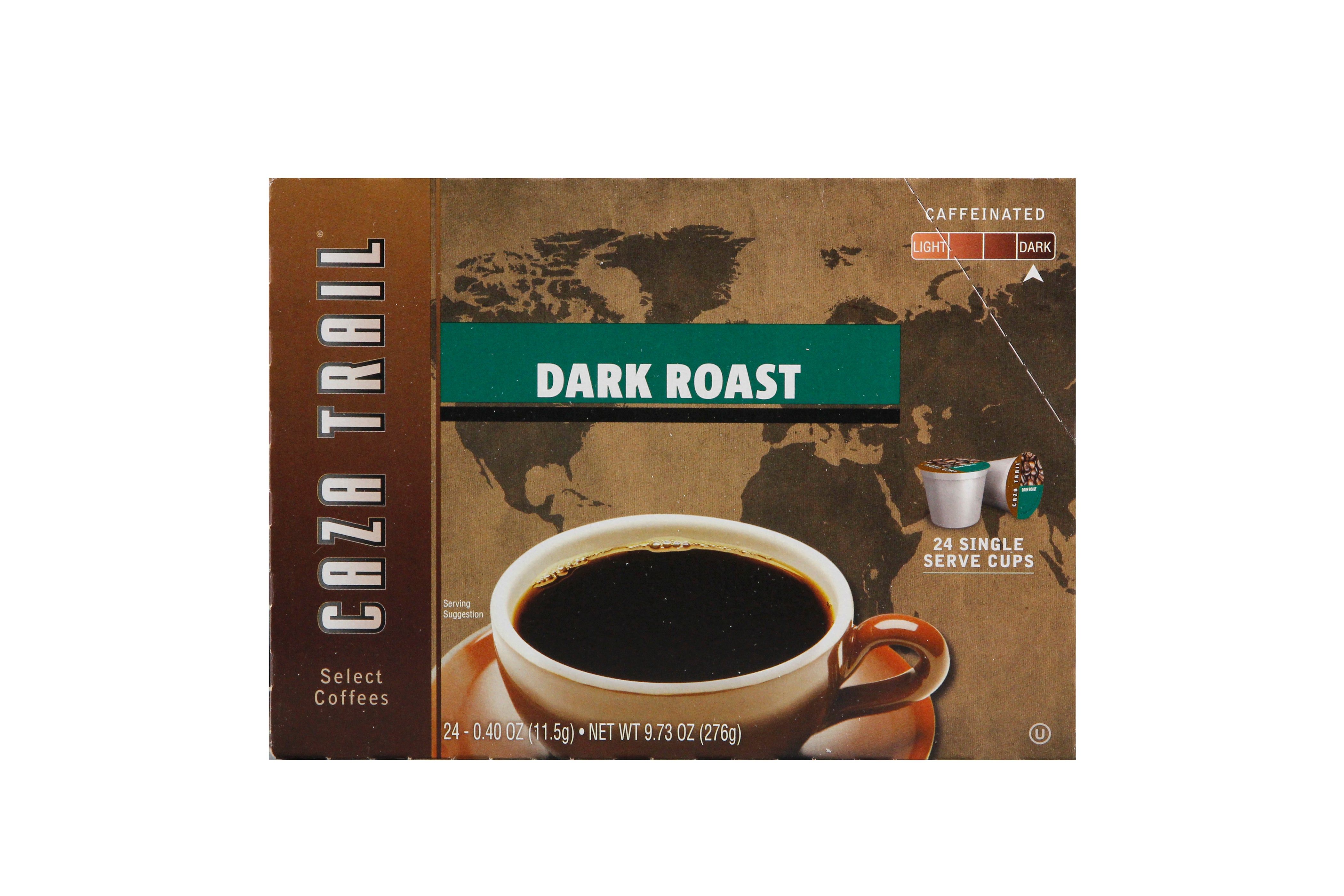 Caza Trail Single Cup Dark Roast Coffee 24 Each - 4 Per Case.