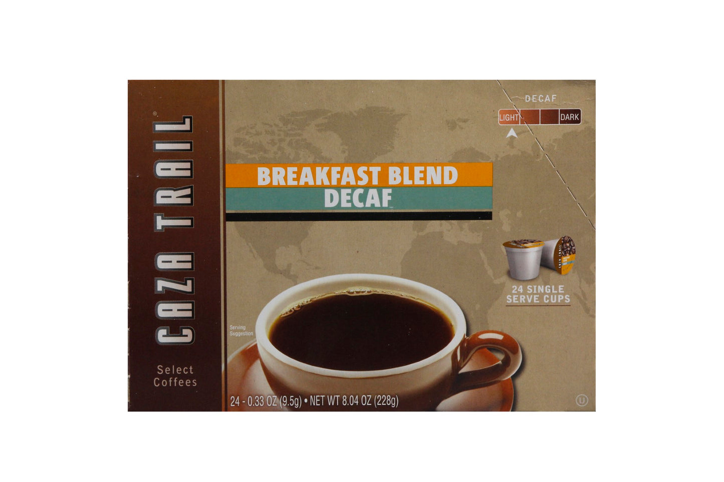 Caza Trail Single Cup Breakfast Blend Decaf Coffee 24 Each - 4 Per Case.