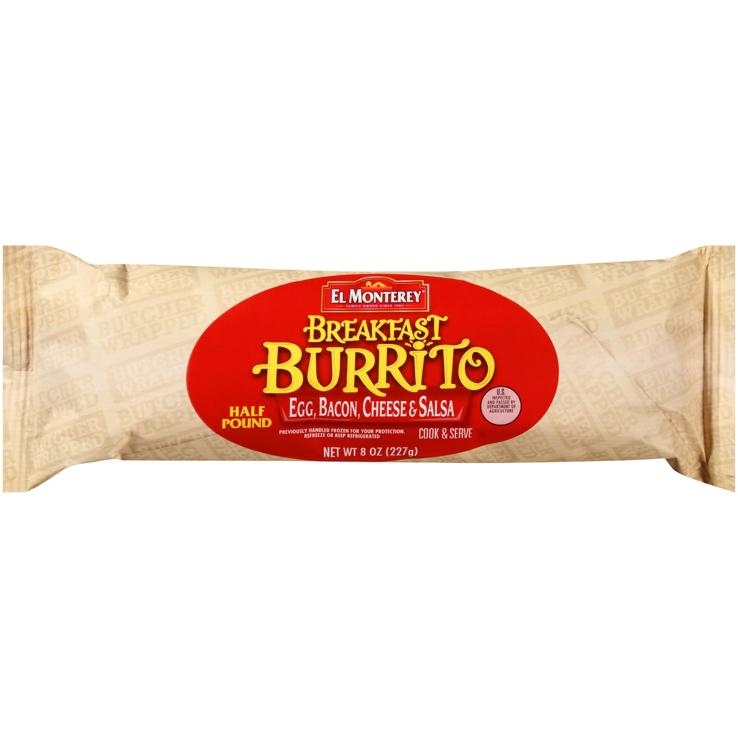 Burrito El Monterey Egg & Bacon Cheese Salsa 8 Ounce Size - 12 Per Case.