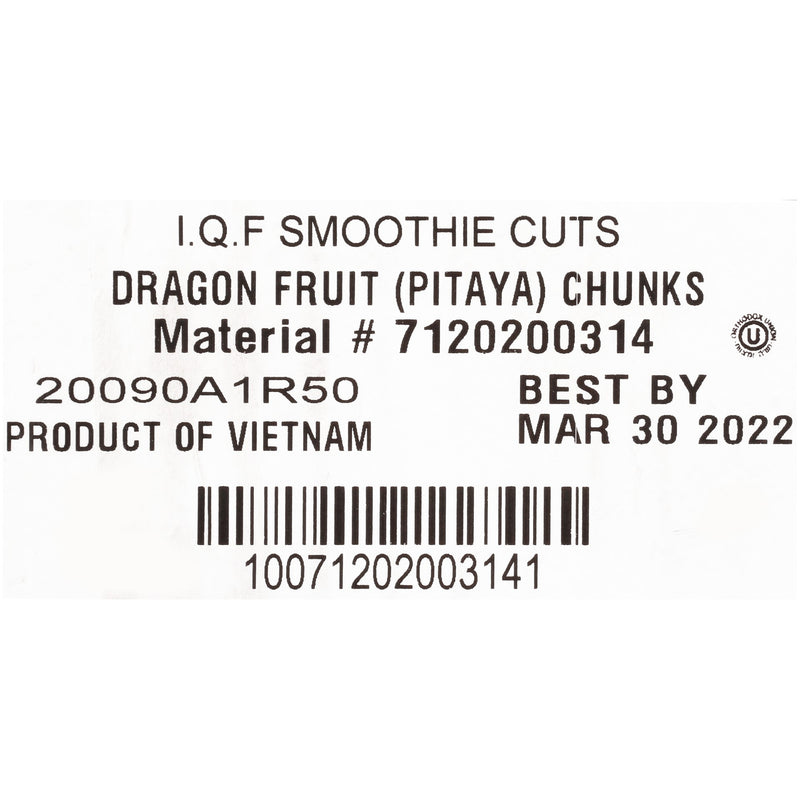 Dragon Fruit (Pitaya) Chunks IQF 30 Pound Each - 1 Per Case.