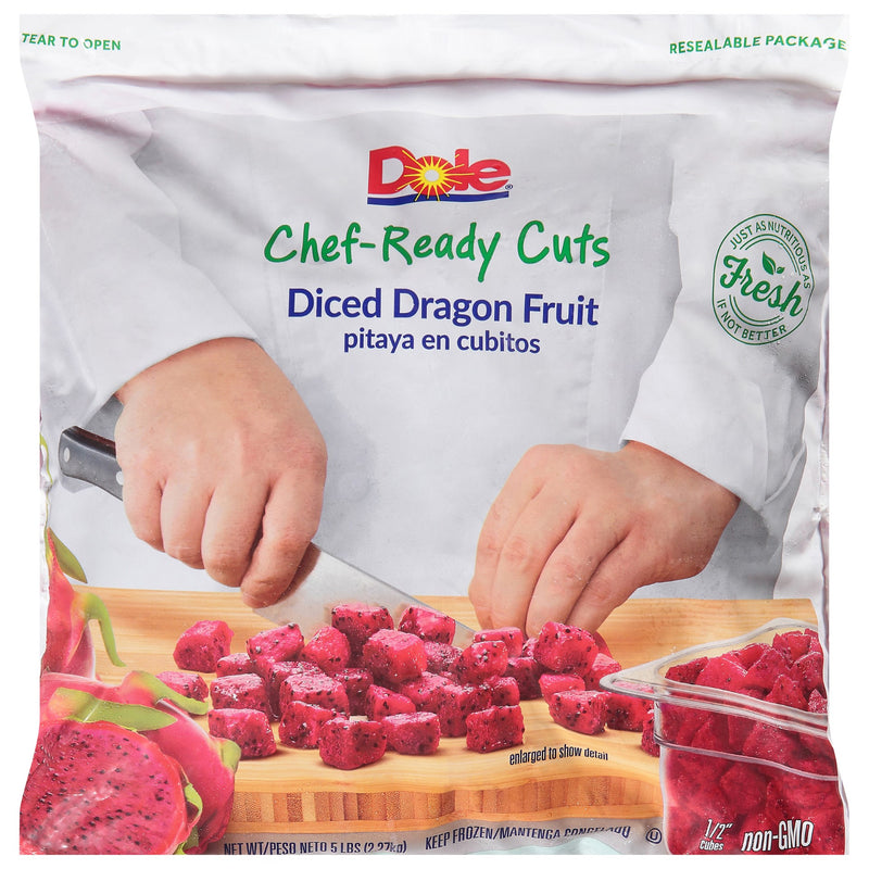 Dragon Fruit Diced Pink IQF 5 Pound Each - 2 Per Case.