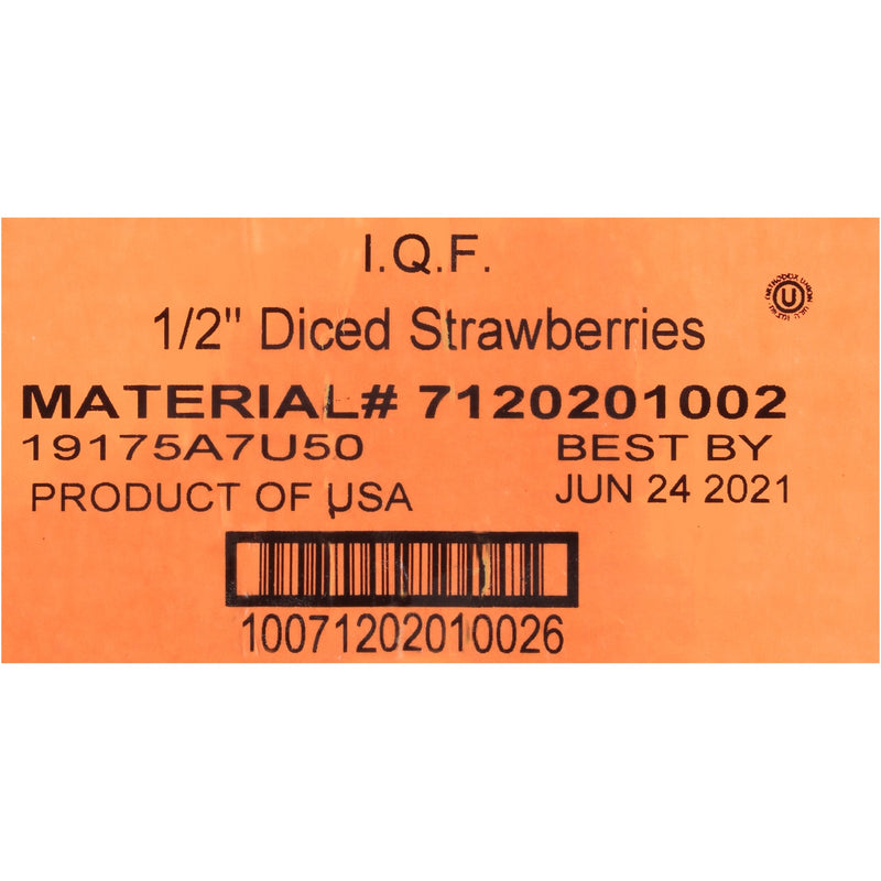 Strawberry Diced 2" 30 Pound Each - 1 Per Case.