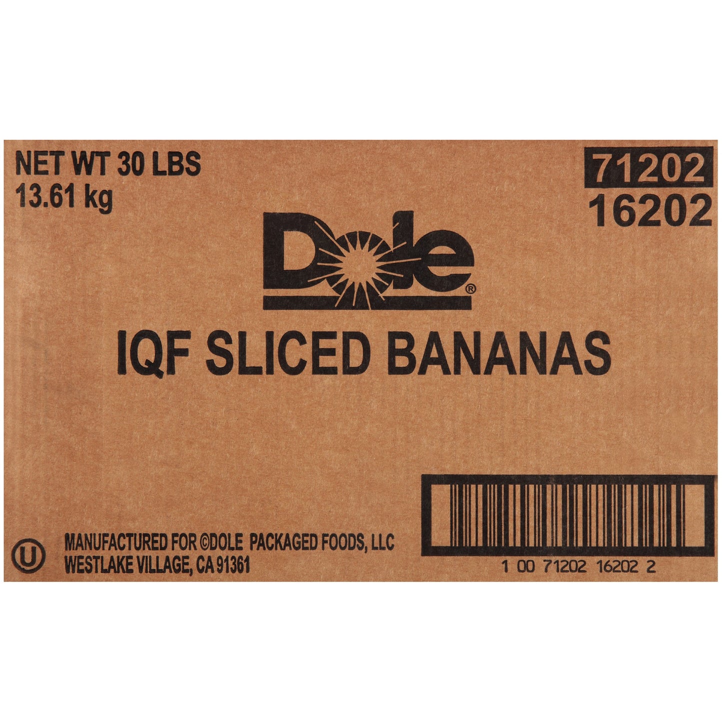 Bananas Slice IQF Dole 30 Pound Each - 1 Per Case.