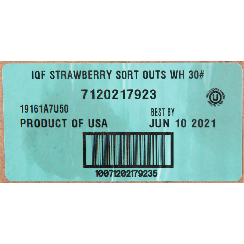 Strawberry Sortouts Wh IQF 30 Pound Each - 1 Per Case.