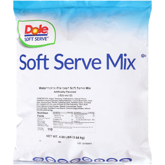 Dole Soft Serve Watermelon Flavored Soft Serve Mix 4.5 Pound Each - 4 Per Case.