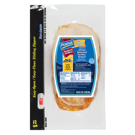 Perdue No Antibiotics Ever Sandwich Builders .67 Ounce Oven Roasted Sliced Turkey Breast, 2 Pounds, 6 per case