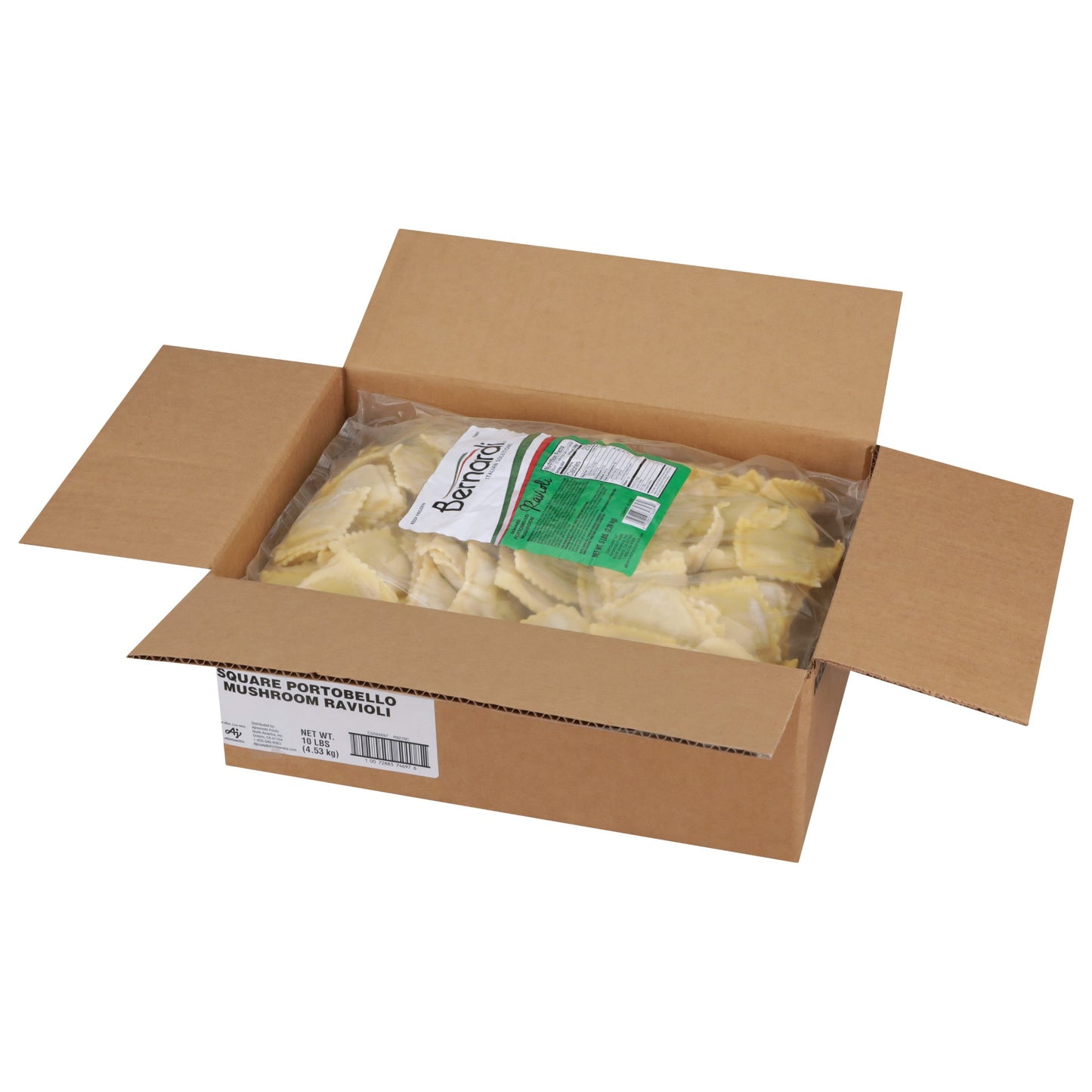 Bernardi Square Portobello Mushroom Ravioli Bags 5 Pound Each - 2 Per Case.