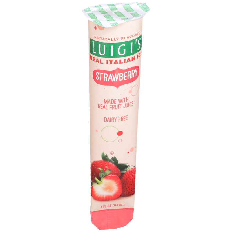 Luigi Strawberry Real Italian Ice Tube 4 Fluid Ounce - 24 Per Case.