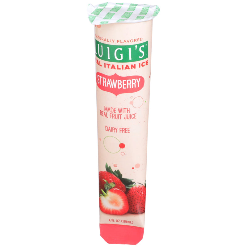 Luigi Strawberry Real Italian Ice Tube 4 Fluid Ounce - 24 Per Case.