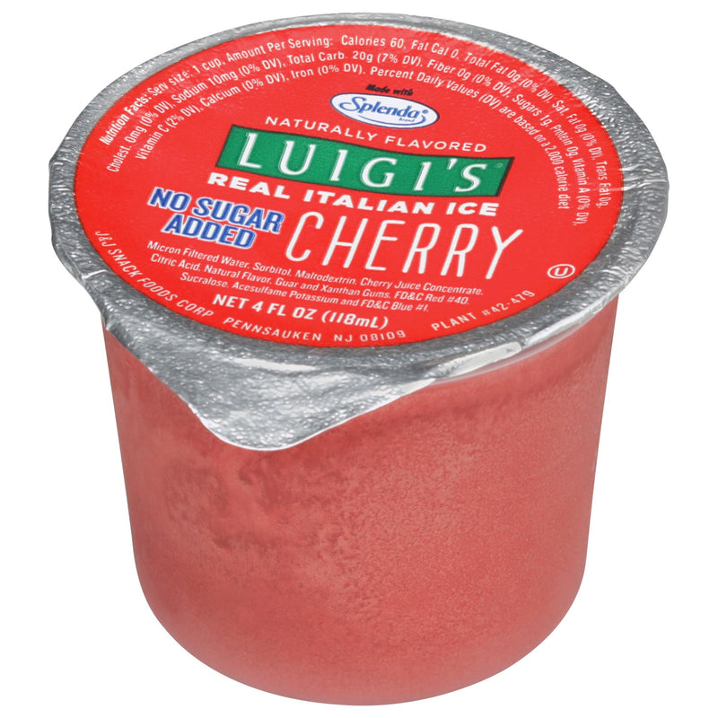 Luigi Cherry Italian Ice, 4 Ounces - 48 Per Case.