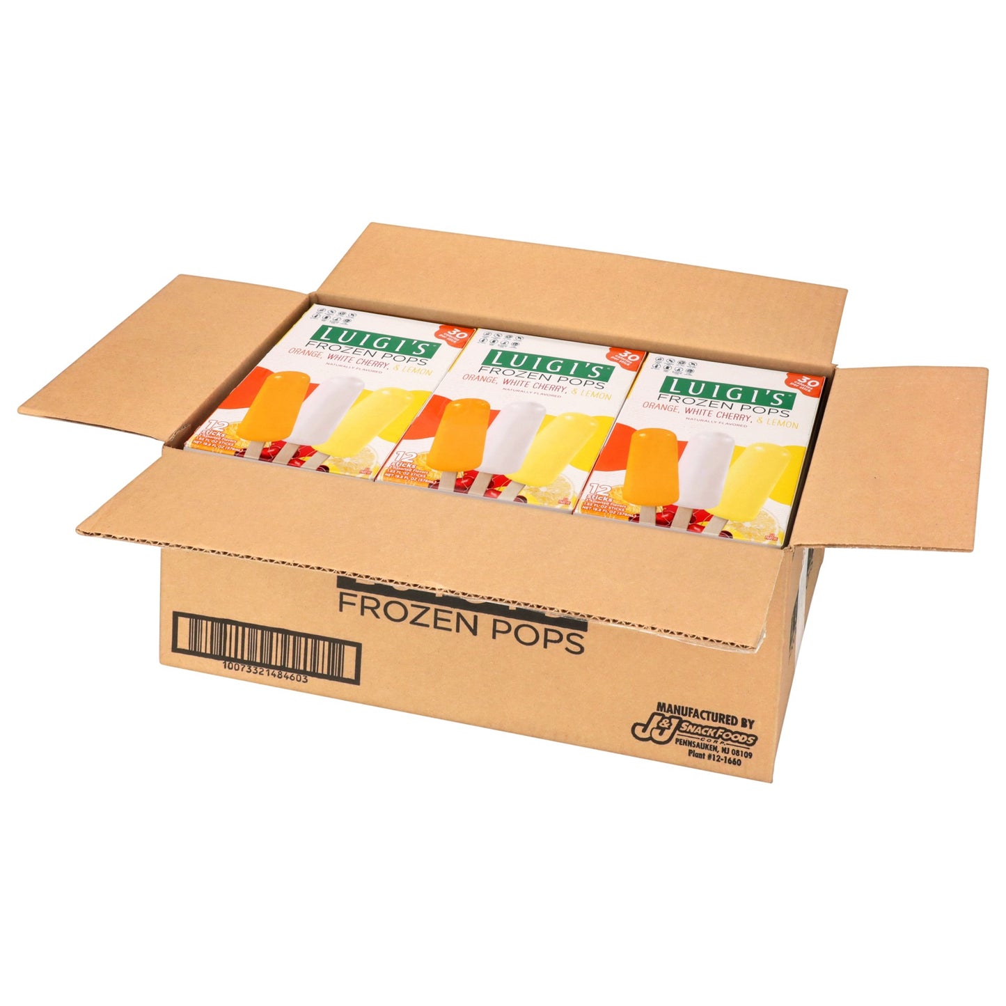 Luigi 4 Orange, 4 Cherry And 4 Lemon Frozen Pops, 12 Count Packs - 9 Per Case.