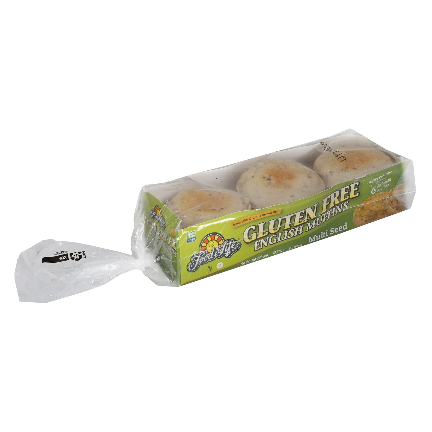 Food For Life Wheat & Gluten Free Multi Seedrice English Muffin 18 Ounce Size - 6 Per Case.