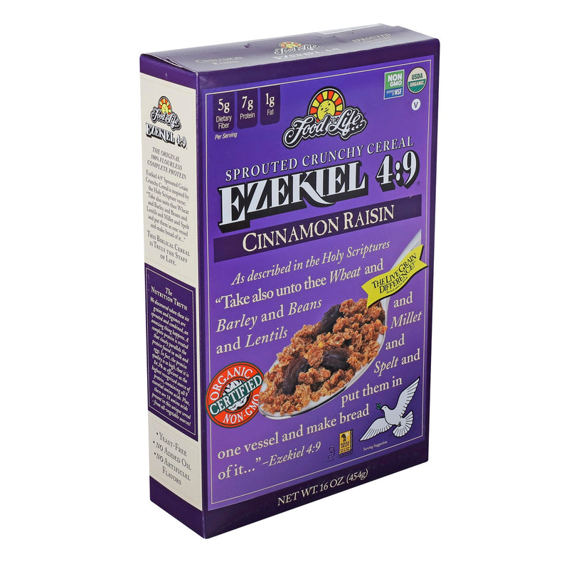 Food For Life Organic Ezekiel Sprouted Whole Grain Cinnamon Raisin Cereal 16 Ounce Size - 6 Per Case.