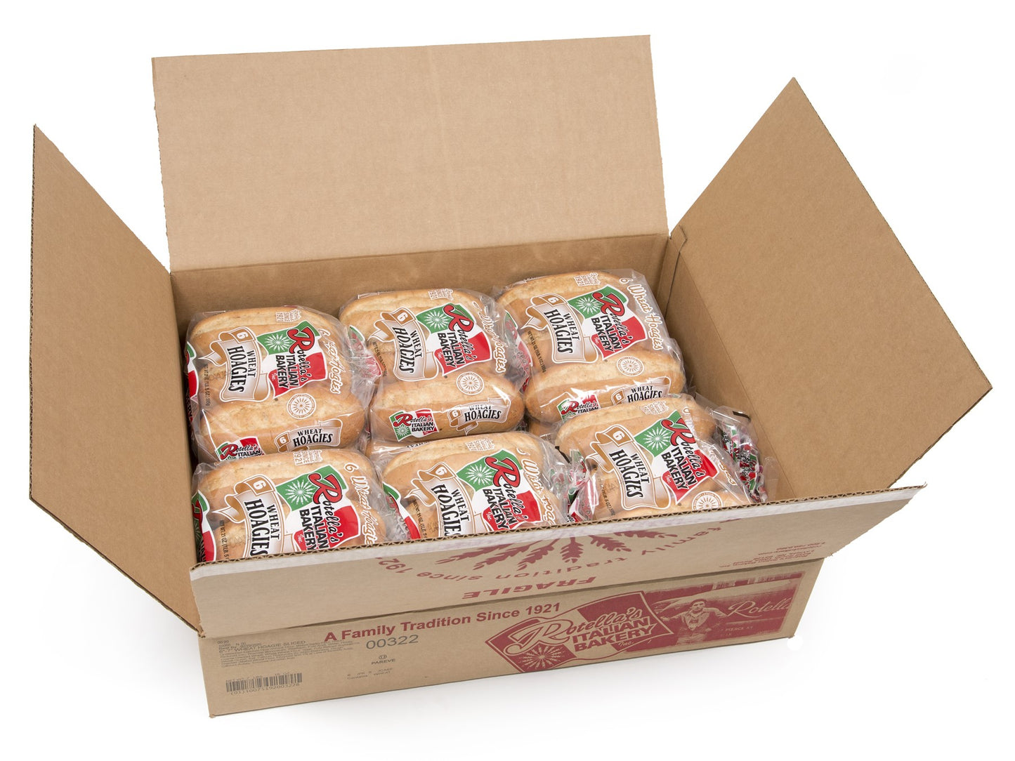 Bread Hoagie Sliced Wheat 6" 6 Count Packs - 6 Per Case.