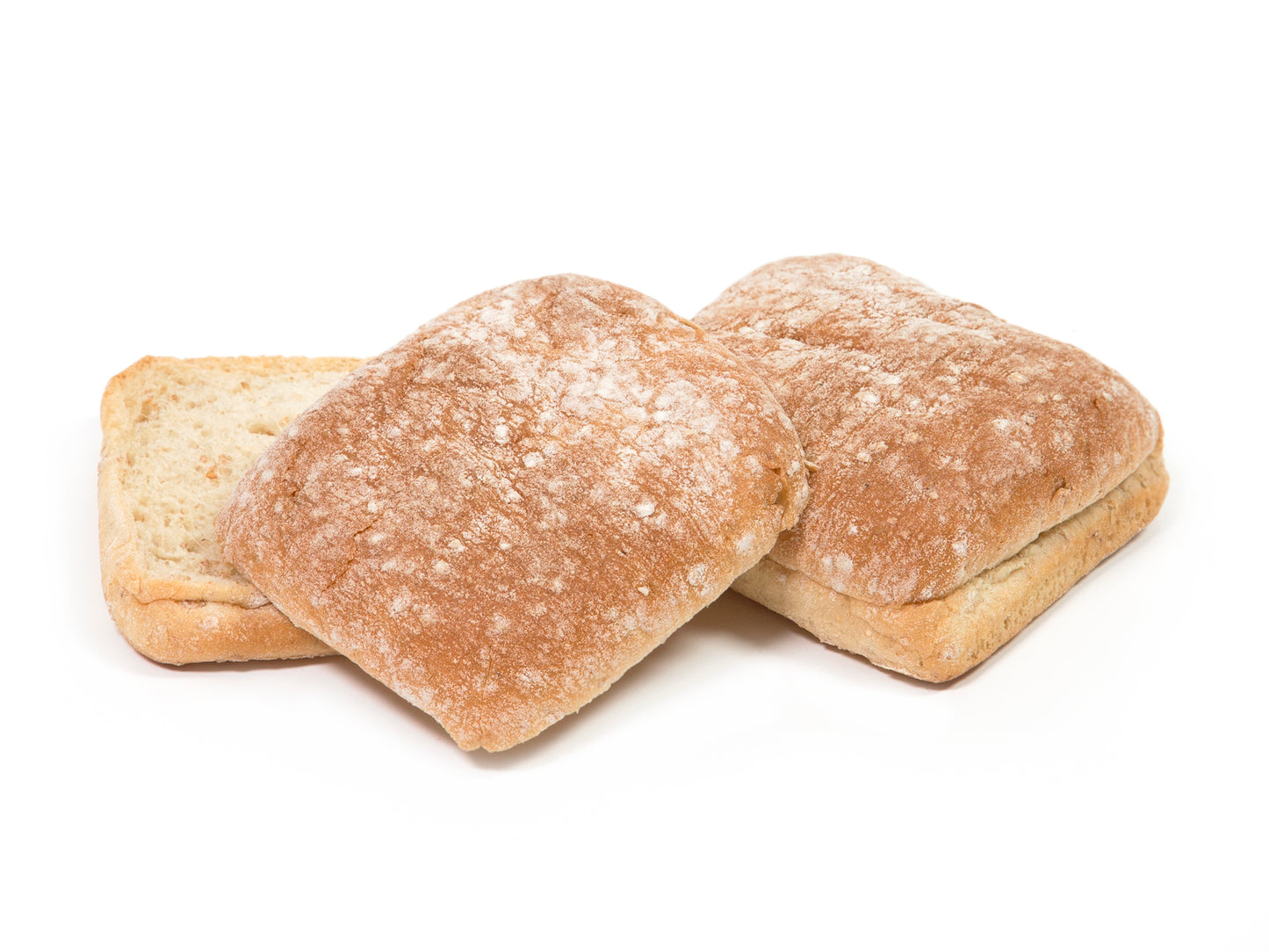 Wheat Ciabatta Bun Sliced 6 Count Packs - 8 Per Case.