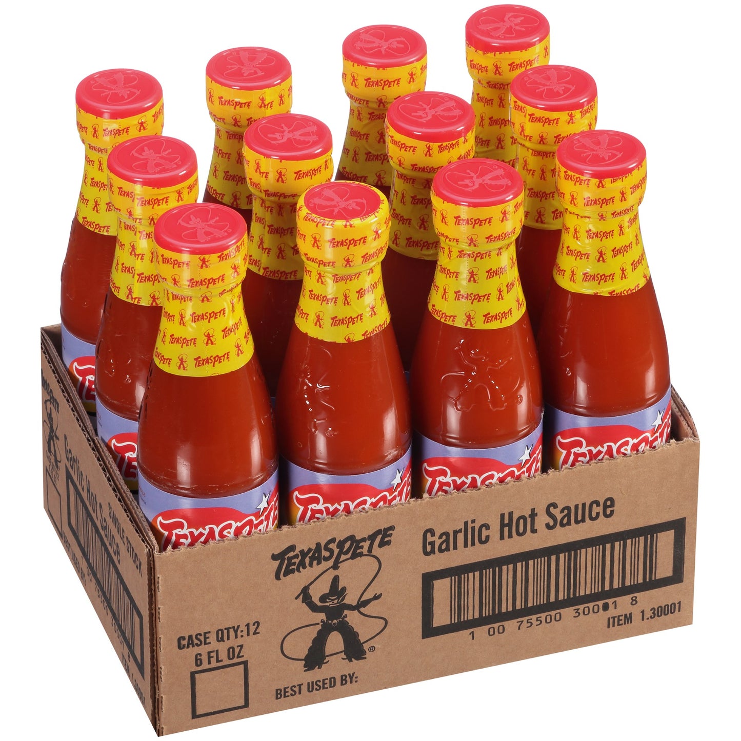 FlTexas Pete Garlic Hot Sauce 6 Ounce Size - 12 Per Case.