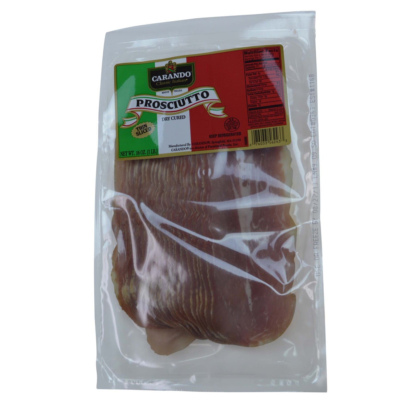 Prosciutto Sliced Gas Flushed 1.02 Pound Each - 12 Per Case.