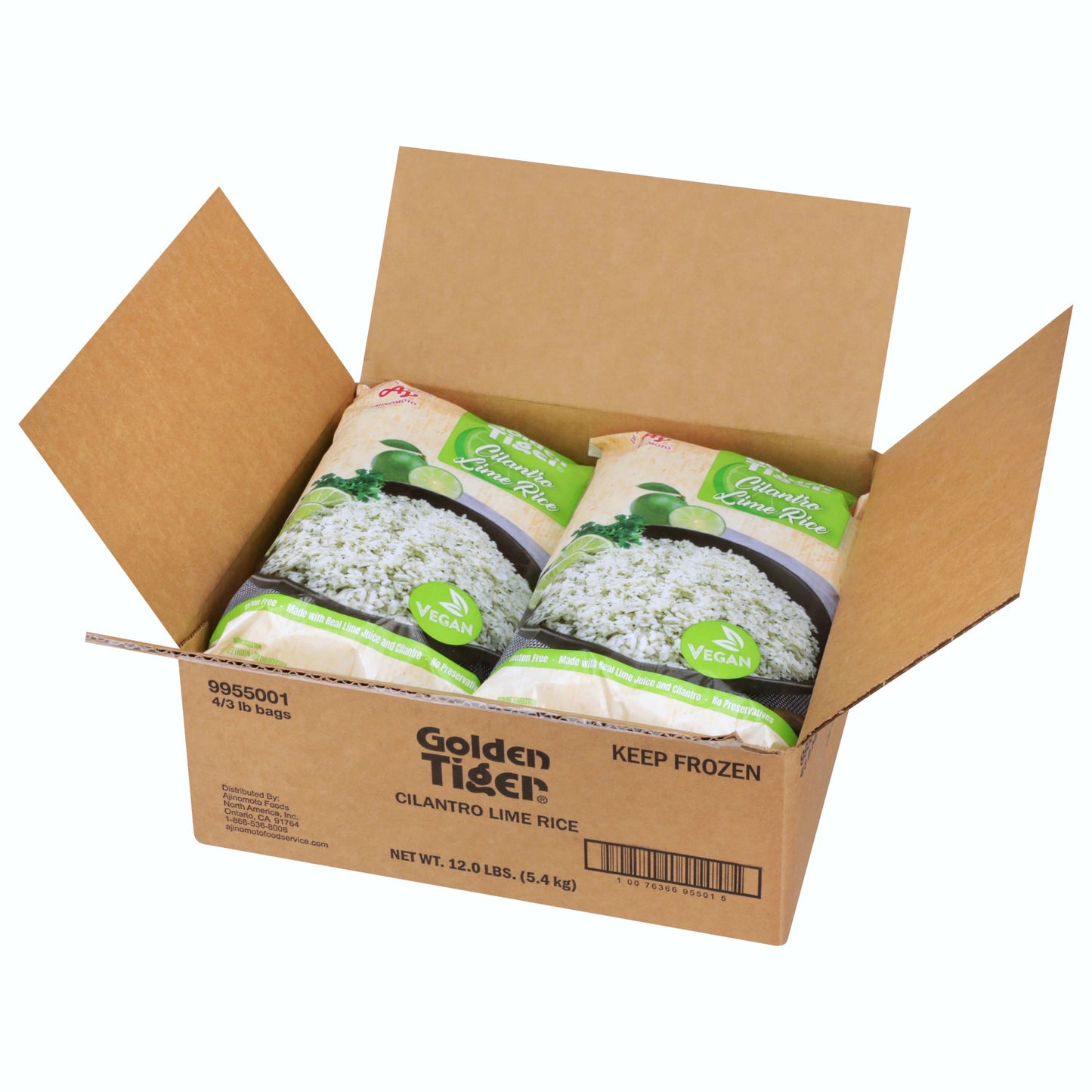 Golden Tiger Cilantro Lime Rice Bag 3 Pound Each - 4 Per Case.