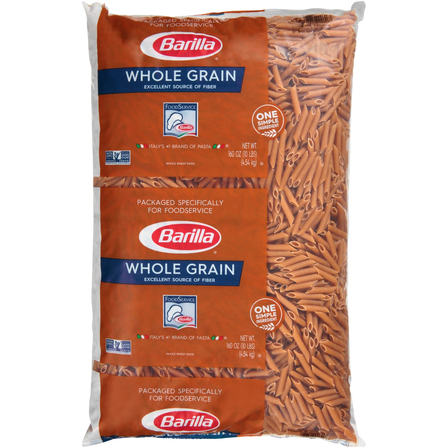 Penne Whole Grain Barilla Two Packusa 160 Ounce Size - 2 Per Case.