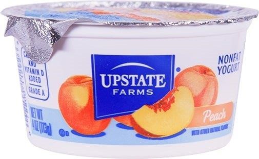 Upstate Farms Peach Nonfat Blended Yogurt 4 Ounce Size - 48 Per Case.