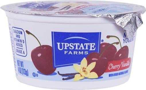 Upstate Farms Cherry Vanilla Nonfat Blended Yogurt 4 Ounce Size - 48 Per Case.