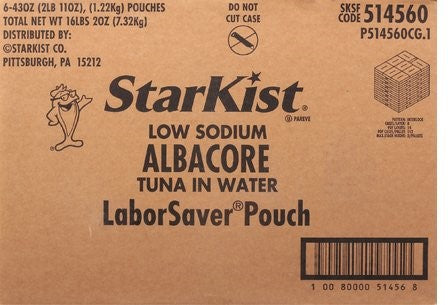 Starkist Albacore Tuna Low Sodium Pouch 43 Ounce Size - 6 Per Case.