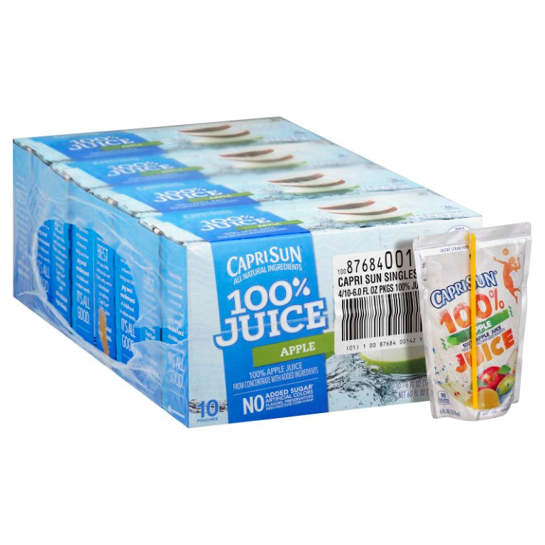 Capri Sun 100% Juice 100% Apple Juice 40Casepack 4 Boxes of 10 Pouches