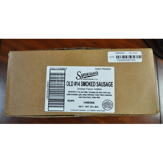 Old Smoked Sausage Rope 20 Pound Each - 1 Per Case.