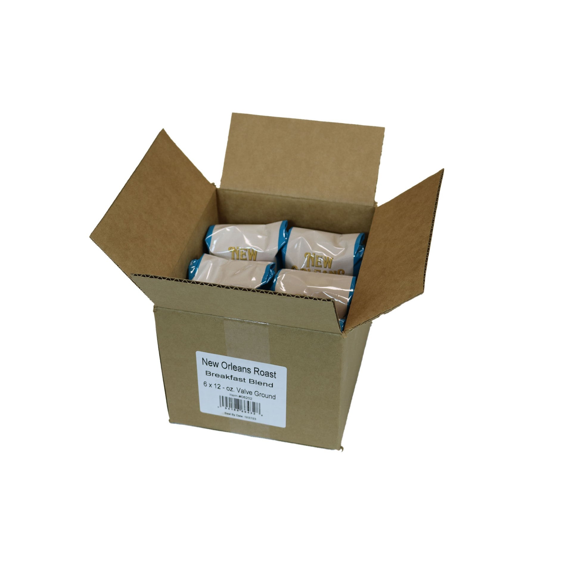 New Orleans Roast Breakfast Blend Ground Coffee 12 Ounce Size - 6 Per Case.