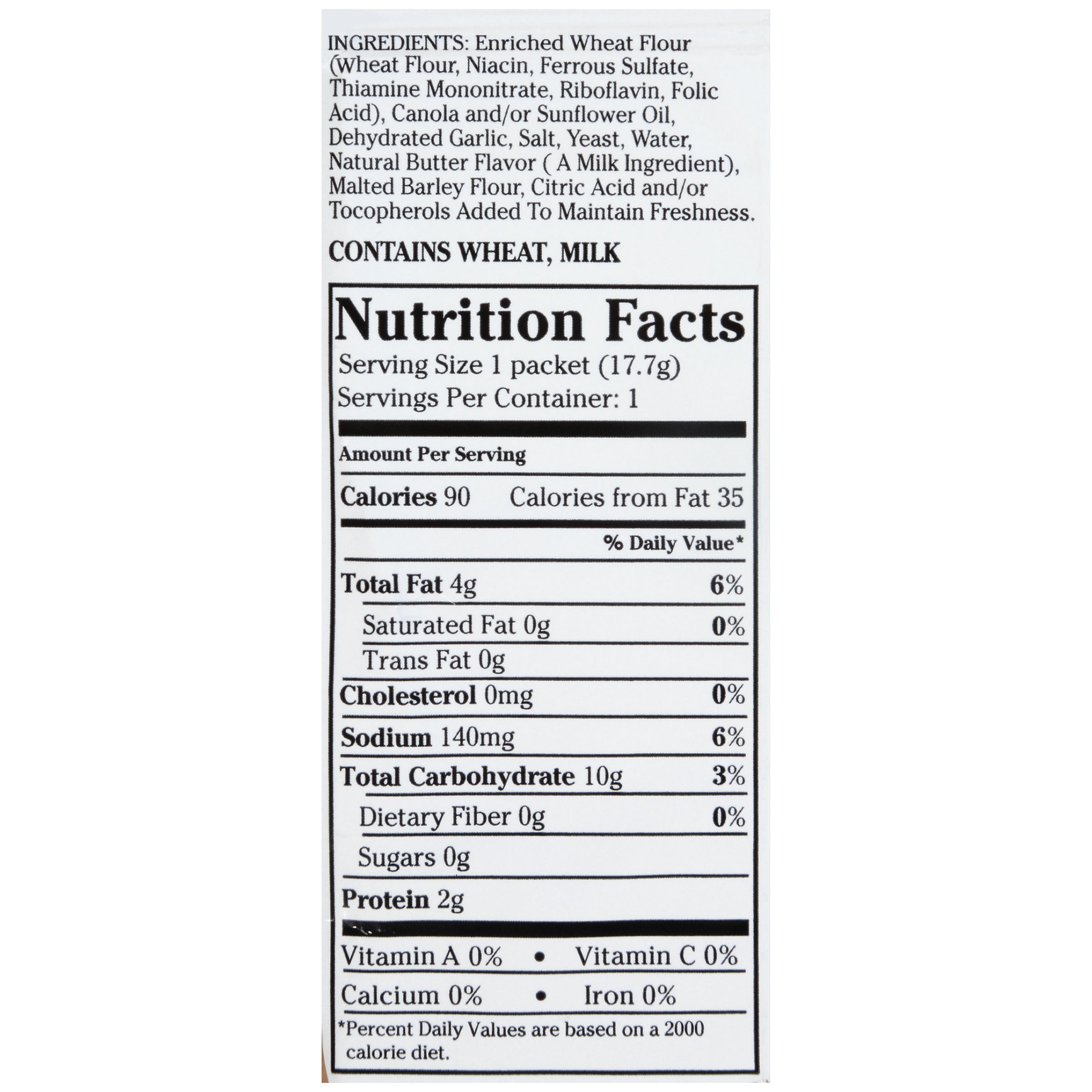 Garlic & Butter Flavored Croutons 0.63 Ounce Size - 200 Per Case.